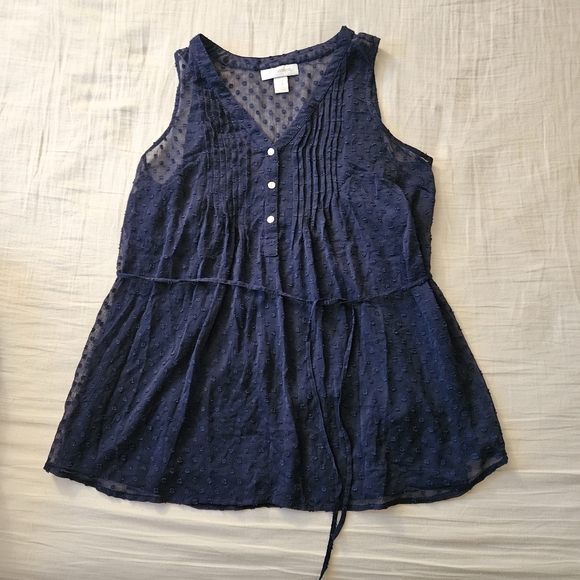 🤰Motherhood Maternity Medium Tank + Sheer Swiss Dot Overlay - Picture 5 of 8